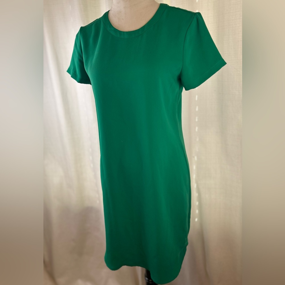Adrienne Vittadini Emerald Short Sleeve Midi Back Zip Up Dress ☘️ - Picture 2 of 9
